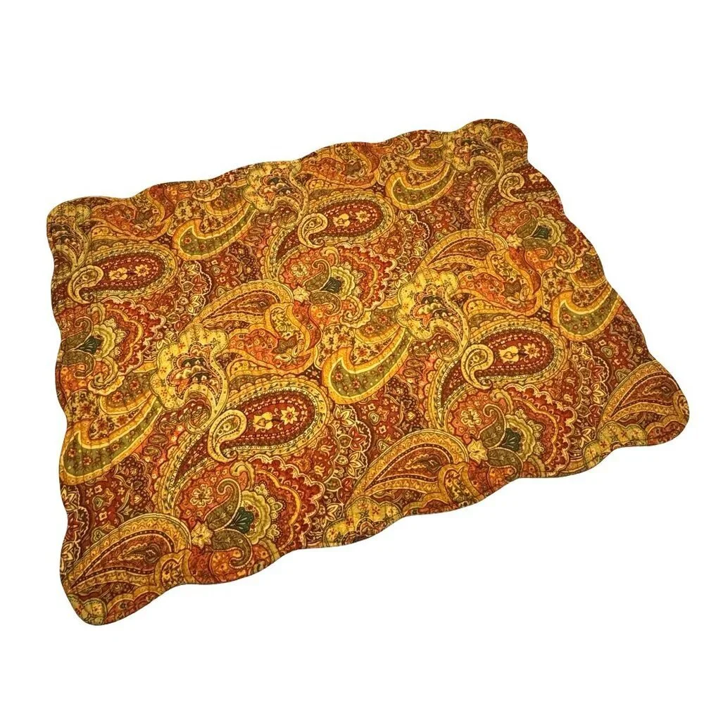VTG Paisley Floral Quilted Pillow Shams 2 PCs Standard Cotton Cottage Farm